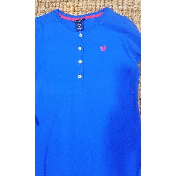 Ralph Lauren Chaps Dress Blue Double Ruffle hem Henley Cotton Girls M 8-10 NICE! - Picture 8 of 12